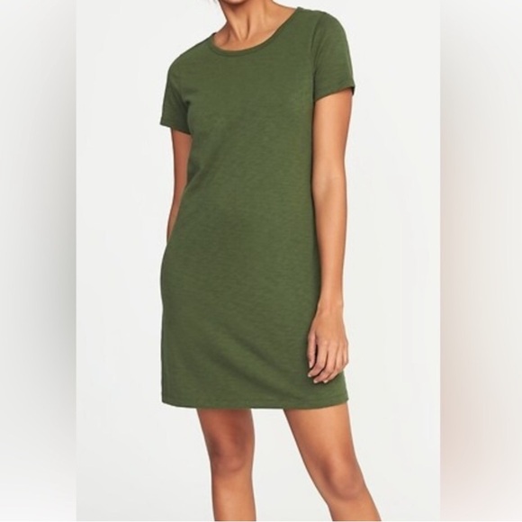 Old Navy Dresses & Skirts - T Shirt Dress Olive Green Casual Midi Short Sleeve NWT Old Navy XL Tall